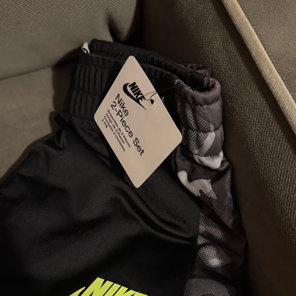 Nike Black & Gray Camo Tracksuit with Neon Yellow Swoosh - Picture 3 of 3